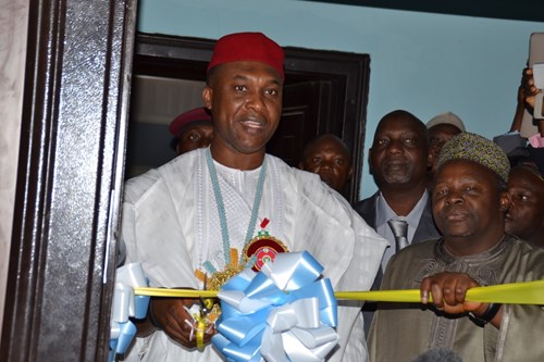 Chief Ositadinma Benjamin Chidoka, Honourable Minister of Aviation cutting ribbon